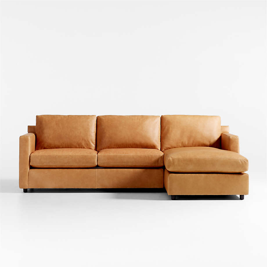 Fusion Sectional Sofa, Left Facing, Tan PU Leather
