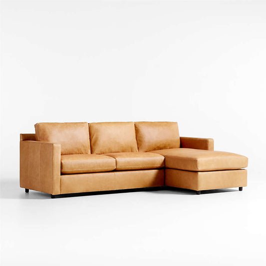 Fusion Sectional Sofa, Left Facing, Tan PU Leather