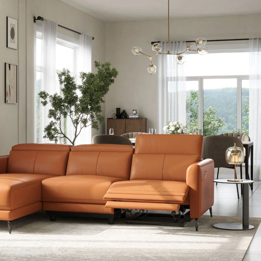 Andria Left Facing Recliner Sofa With Chaise, Tan