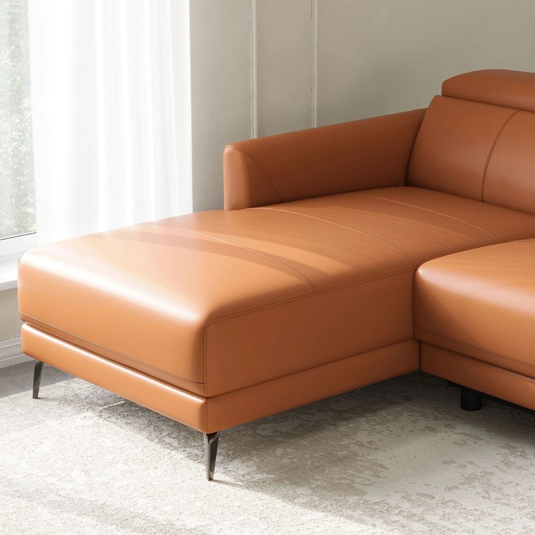 Andria Left Facing Recliner Sofa With Chaise, Tan