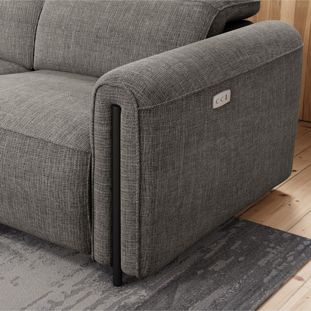 Octavia Left Facing Recliner Sofa With Chaise, Dark Gray