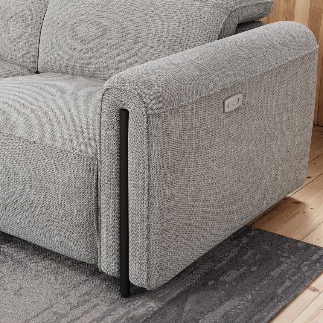 Octavia Left Facing Recliner Sofa With Chaise, Light Gray