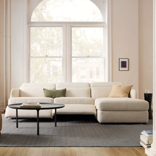Aurum Recliner Leather Sofa, Left Facing, Beige