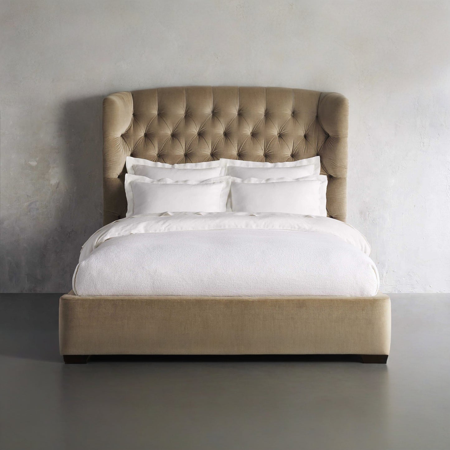 Mariah Tufted Bed, Light Brown