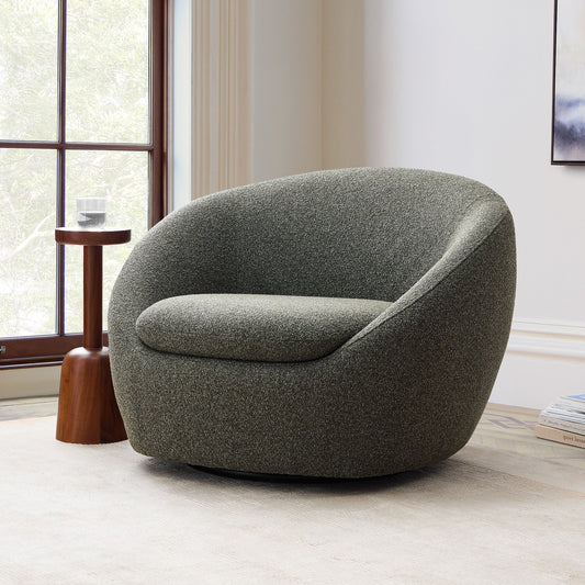 Orion Swivel Chair, Green Boucle