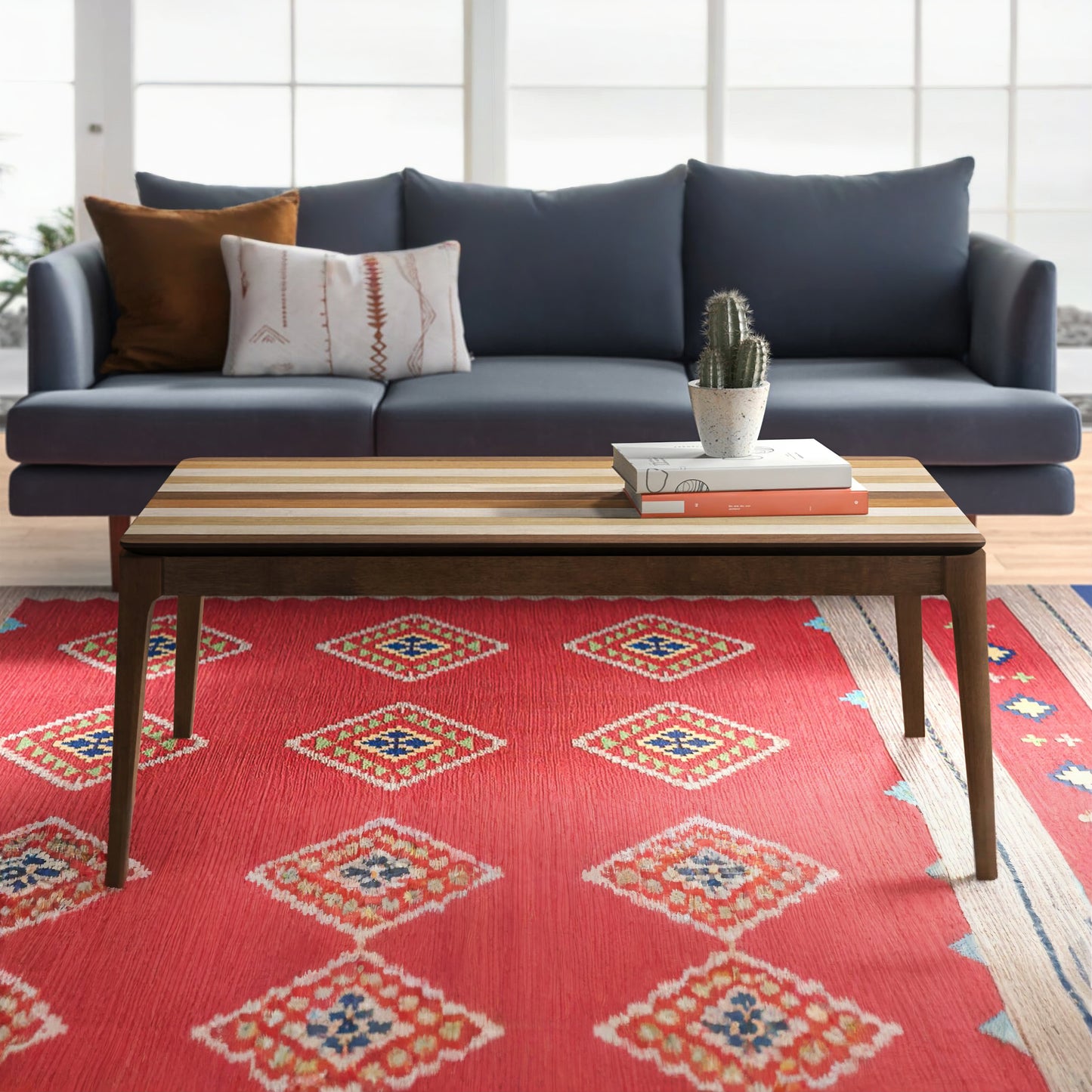 Kendall Coffee Table, Multi-Color Tonal Stripe