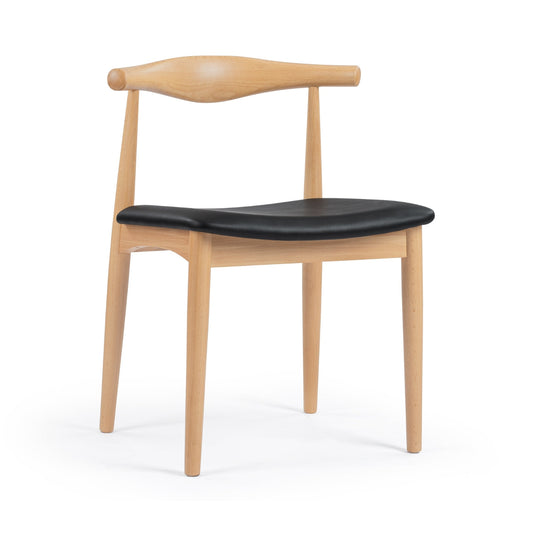 Modern solid wood chair with angled backrest