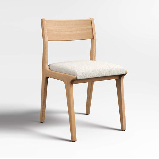 Contemporary solid wood chair with gently arched backrest