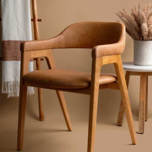 Atlas Dining Chair, Tan PU Leather