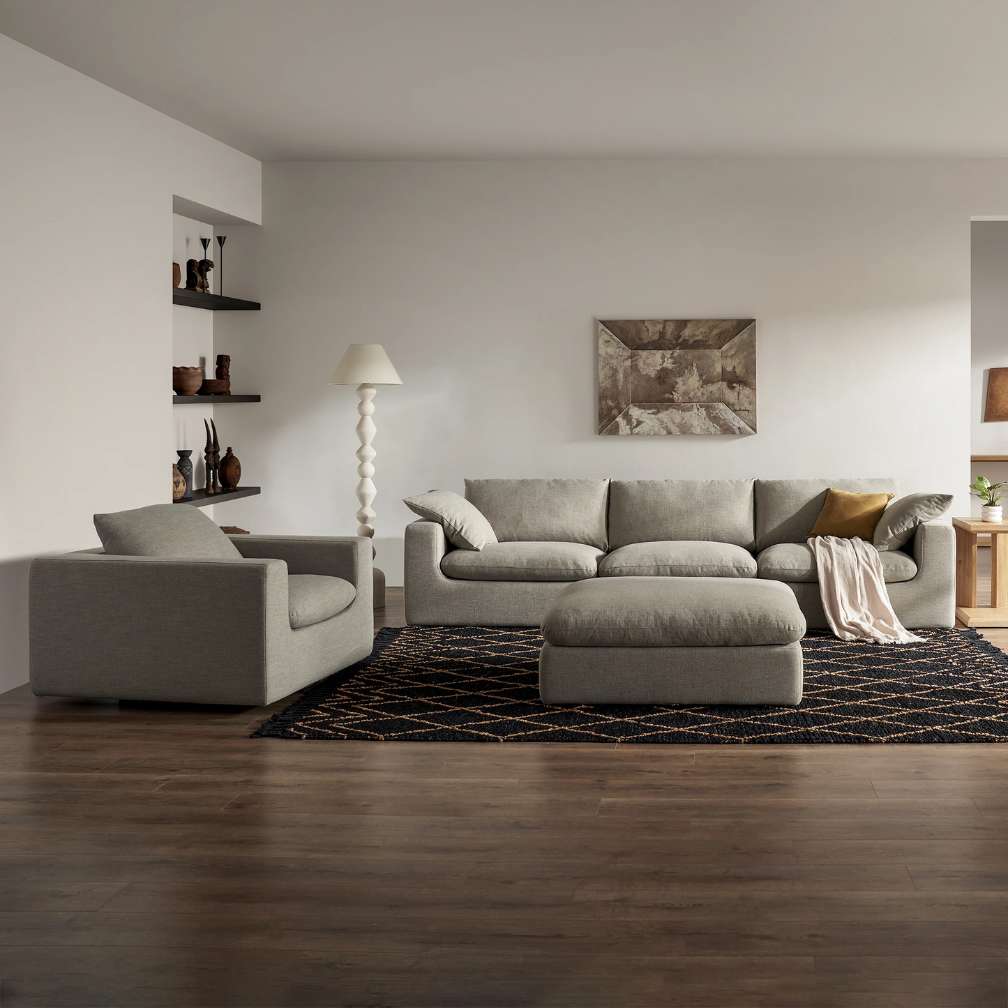 Duke Deep Seat Sofa, 3 Seater, Gray