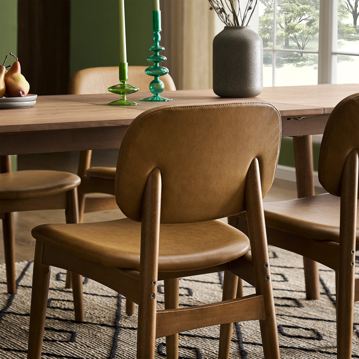 Cooper Dining Chair, Walnut, PU Leather