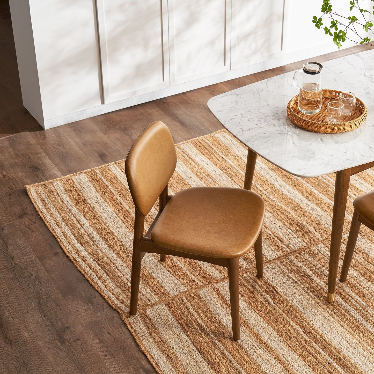 Cooper Dining Chair, Walnut, PU Leather