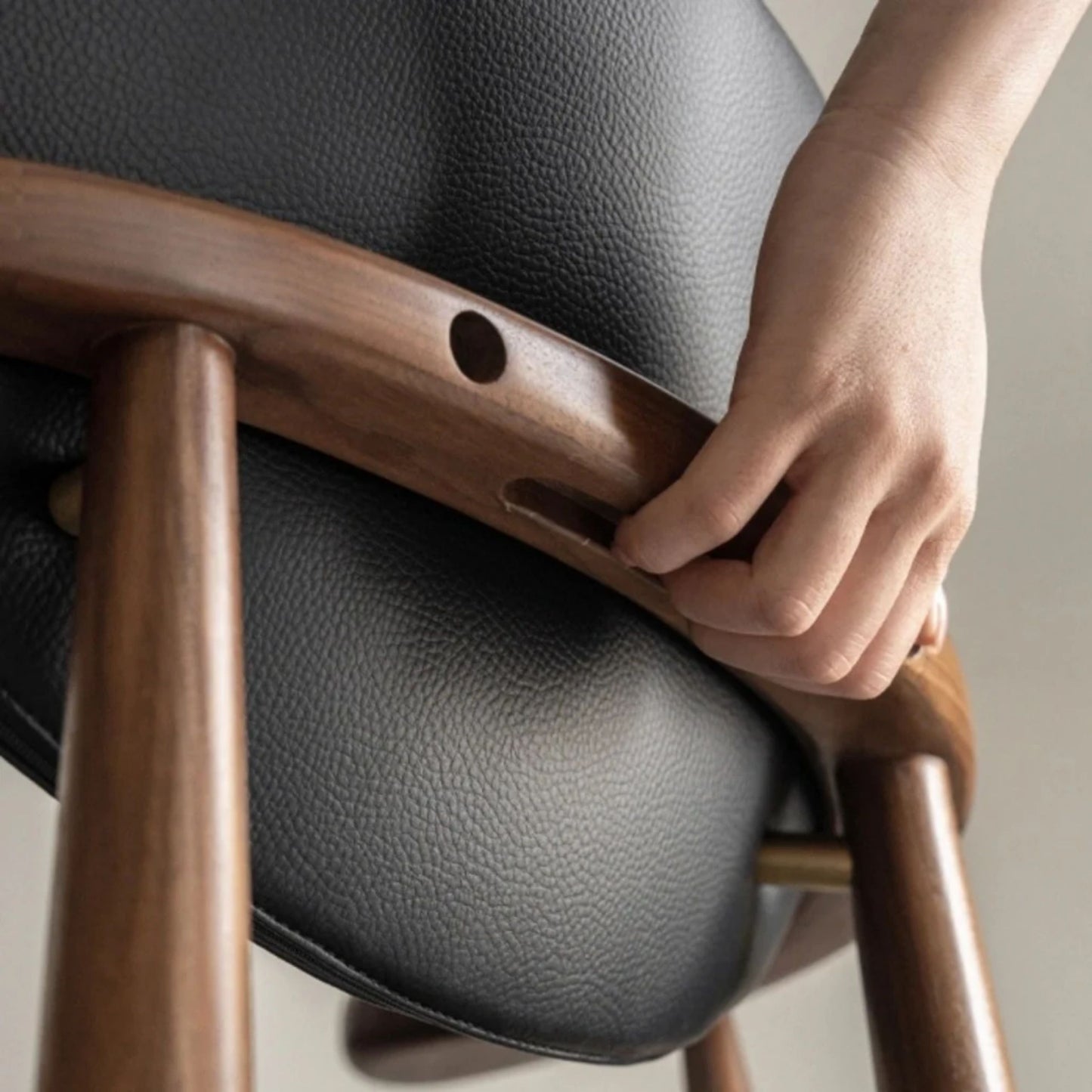 Linea Leather Armchair, Black