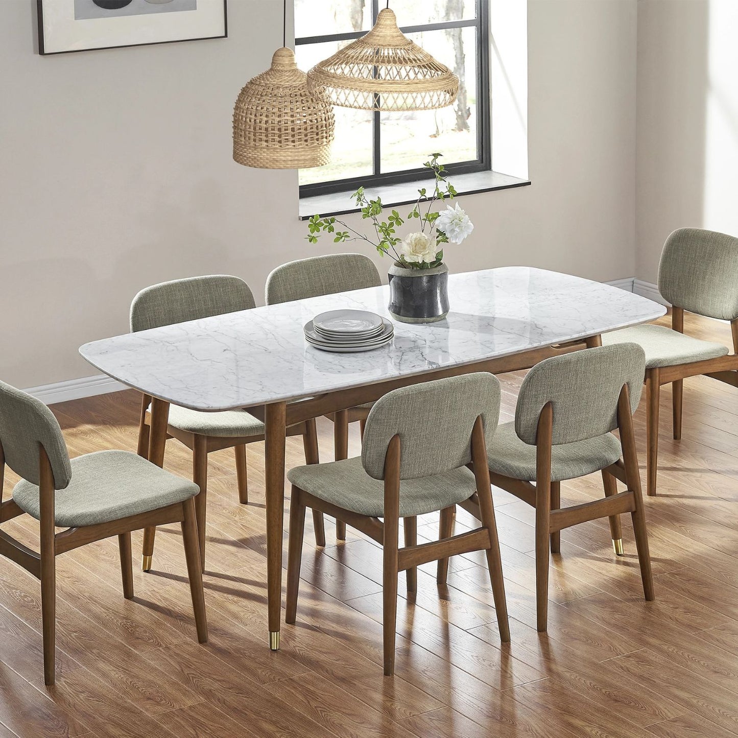Cooper Marble Dining Table, Walnut