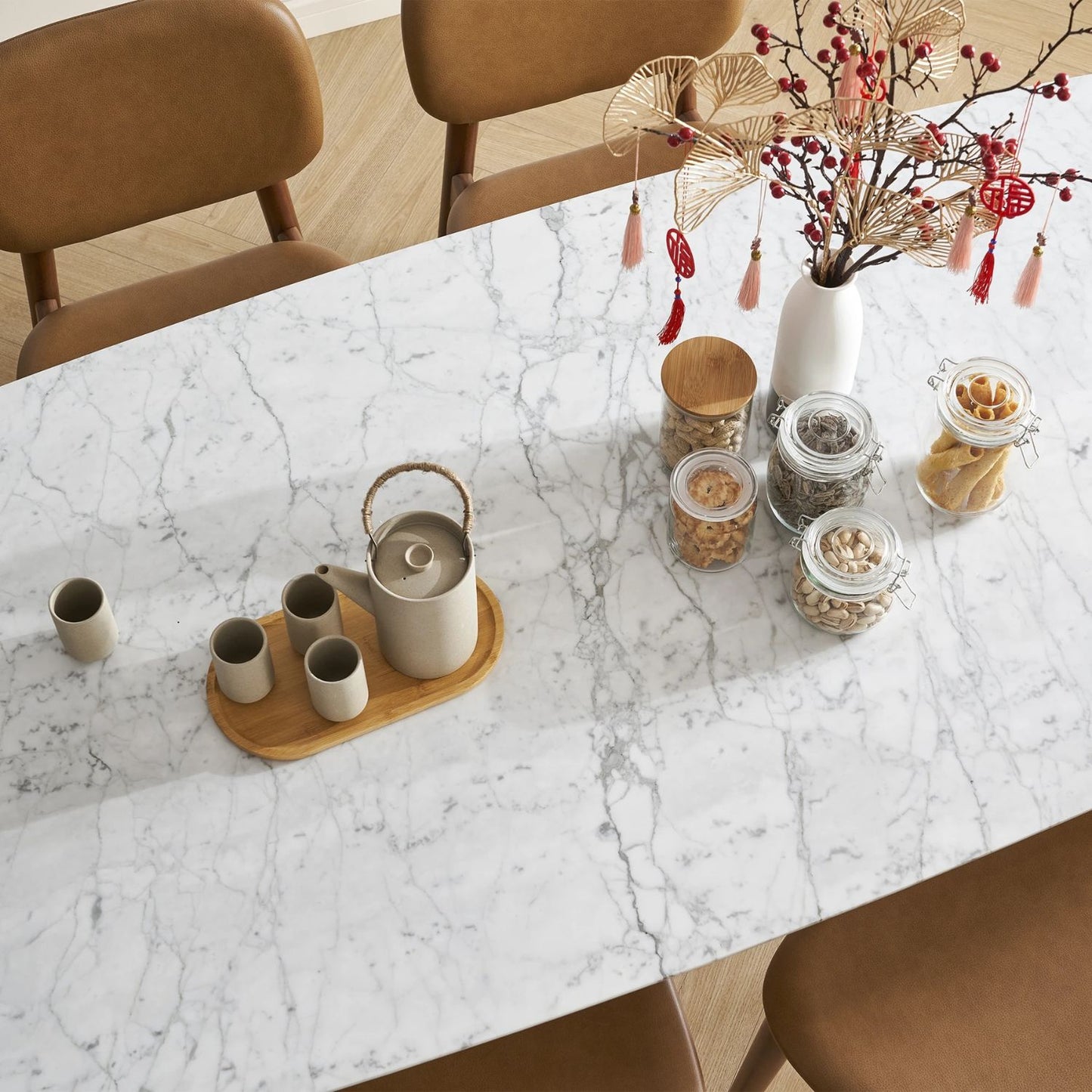 Cooper Marble Dining Table, Natural