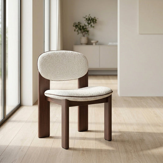 Aura Boucle Dining Chair, Walnut