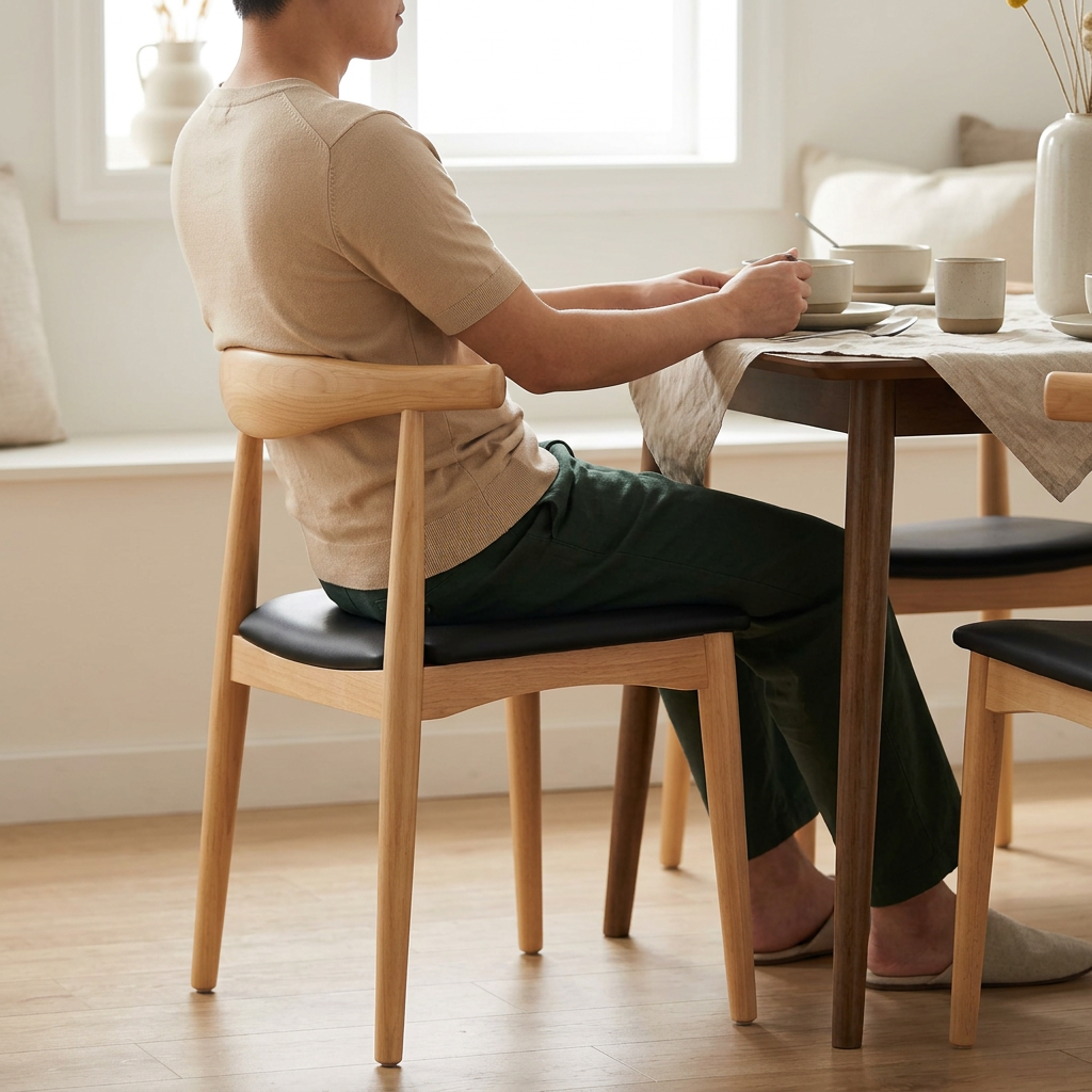 Elbow Wide Dining Chair, Natural