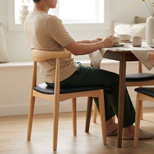 Elbow Wide Dining Chair, Natural