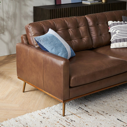 Loft Sofa With Ottoman, 2 Seater, Brown PU Leather