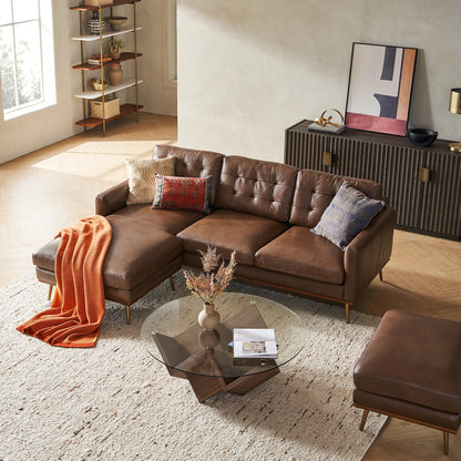 Loft Reversible Sectional Sofa, Brown PU Leather