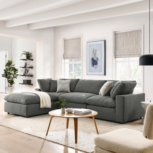 Haven Deep Seat Sectional Sofa With Ottoman, 3 Seater, Gray