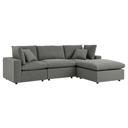 Haven Deep Seat Sectional Sofa With Ottoman, 3 Seater, Gray