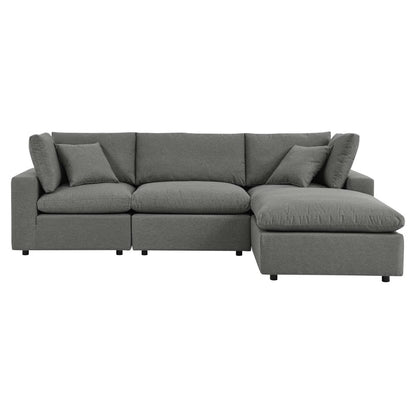 Haven Deep Seat Sectional Sofa With Ottoman, 3 Seater, Gray