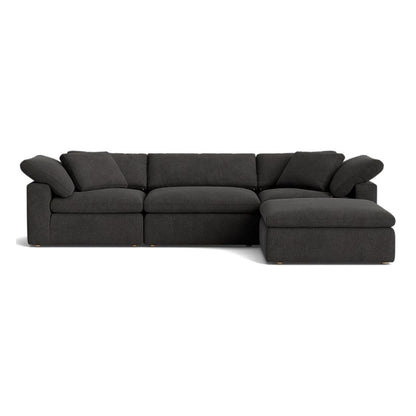 Haven Deep Seat Sectional Sofa With Ottoman, 3 Seater, Gray