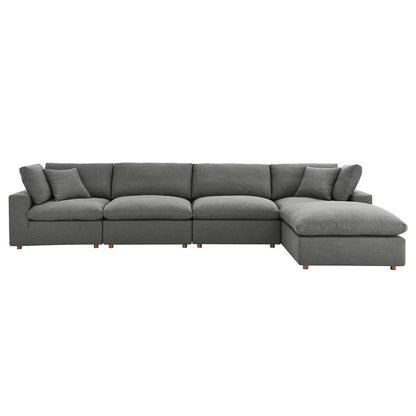 Haven Deep Seat Sectional Sofa With Ottoman, 4 Seater, Gray