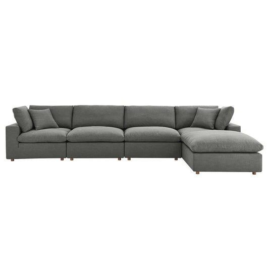 Haven Deep Seat Sectional Sofa With Ottoman, 4 Seater, Gray