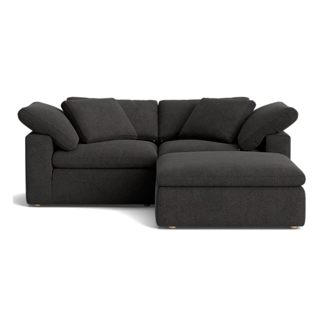 Haven Deep Seat Sectional Sofa With Ottoman, 2 Seater, Gray