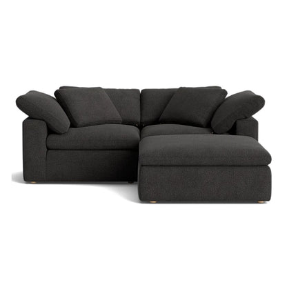 Haven Deep Seat Sectional Sofa With Ottoman, 2 Seater, Gray