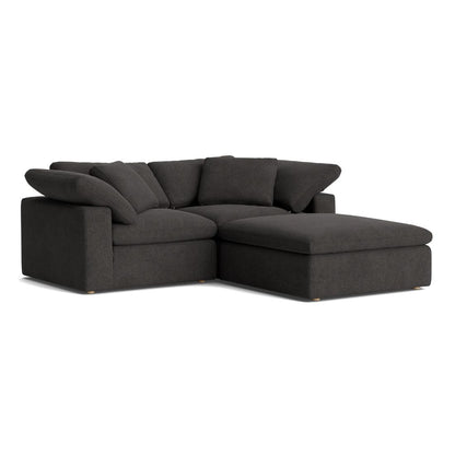 Haven Deep Seat Sectional Sofa With Ottoman, 2 Seater, Gray
