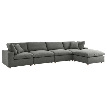 Haven Deep Seat Sectional Sofa With Ottoman, 4 Seater, Gray