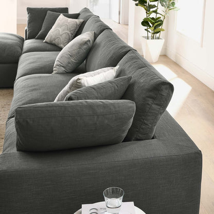 Haven Deep Seat Sectional Sofa With Ottoman, 4 Seater, Gray