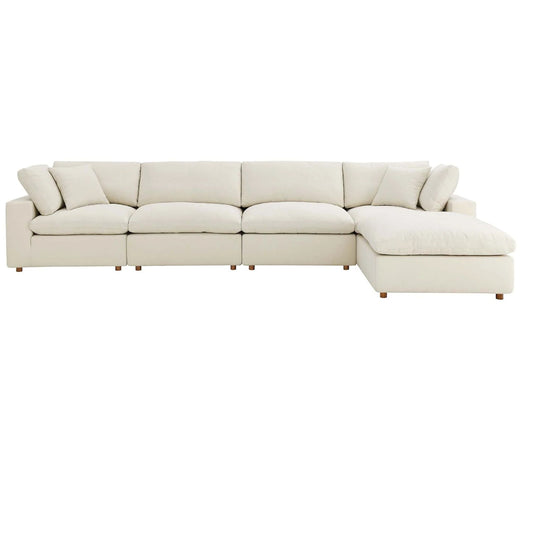 Haven Deep Seat Sectional Sofa With Ottoman, 4 Seater, Beige