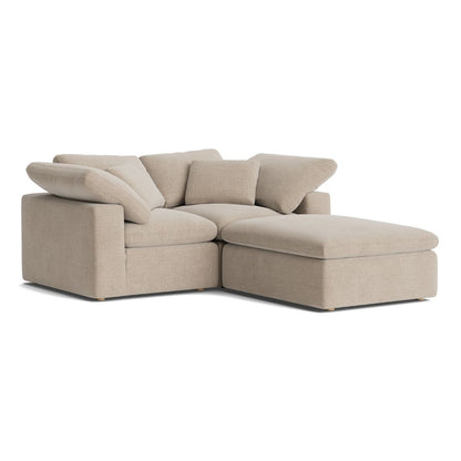 Haven Deep Seat Sectional Sofa With Ottoman, 2 Seater, Beige