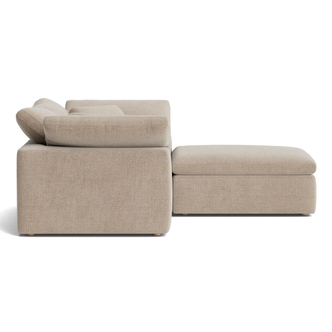 Haven Deep Seat Sectional Sofa With Ottoman, 2 Seater, Beige