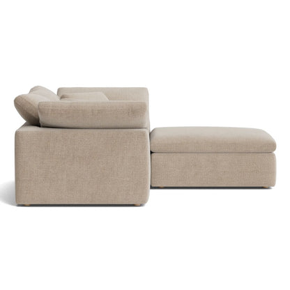 Haven Deep Seat Sectional Sofa With Ottoman, 2 Seater, Beige