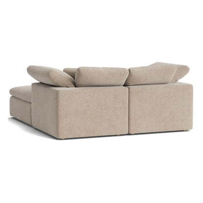 Haven Deep Seat Sectional Sofa With Ottoman, 2 Seater, Beige