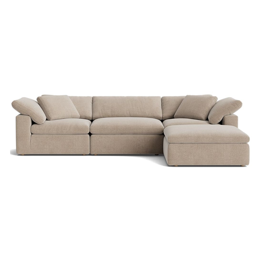Haven Deep Seat Sectional Sofa With Ottoman, 3 Seater, Beige