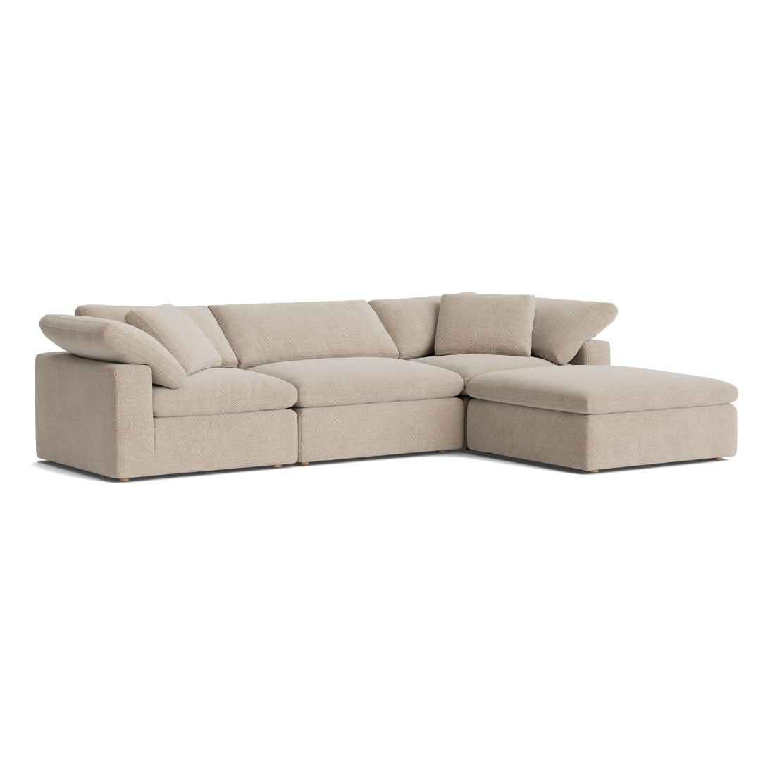 Haven Deep Seat Sectional Sofa With Ottoman, 3 Seater, Beige