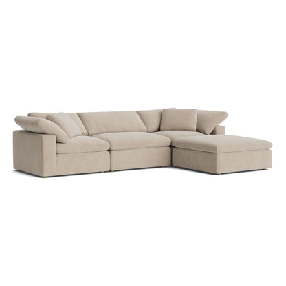 Haven Deep Seat Sectional Sofa With Ottoman, 3 Seater, Beige