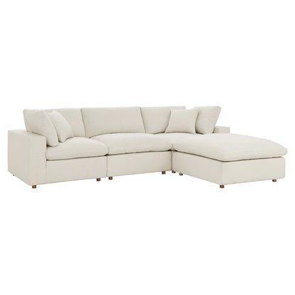 Haven Deep Seat Sectional Sofa With Ottoman, 3 Seater, Beige