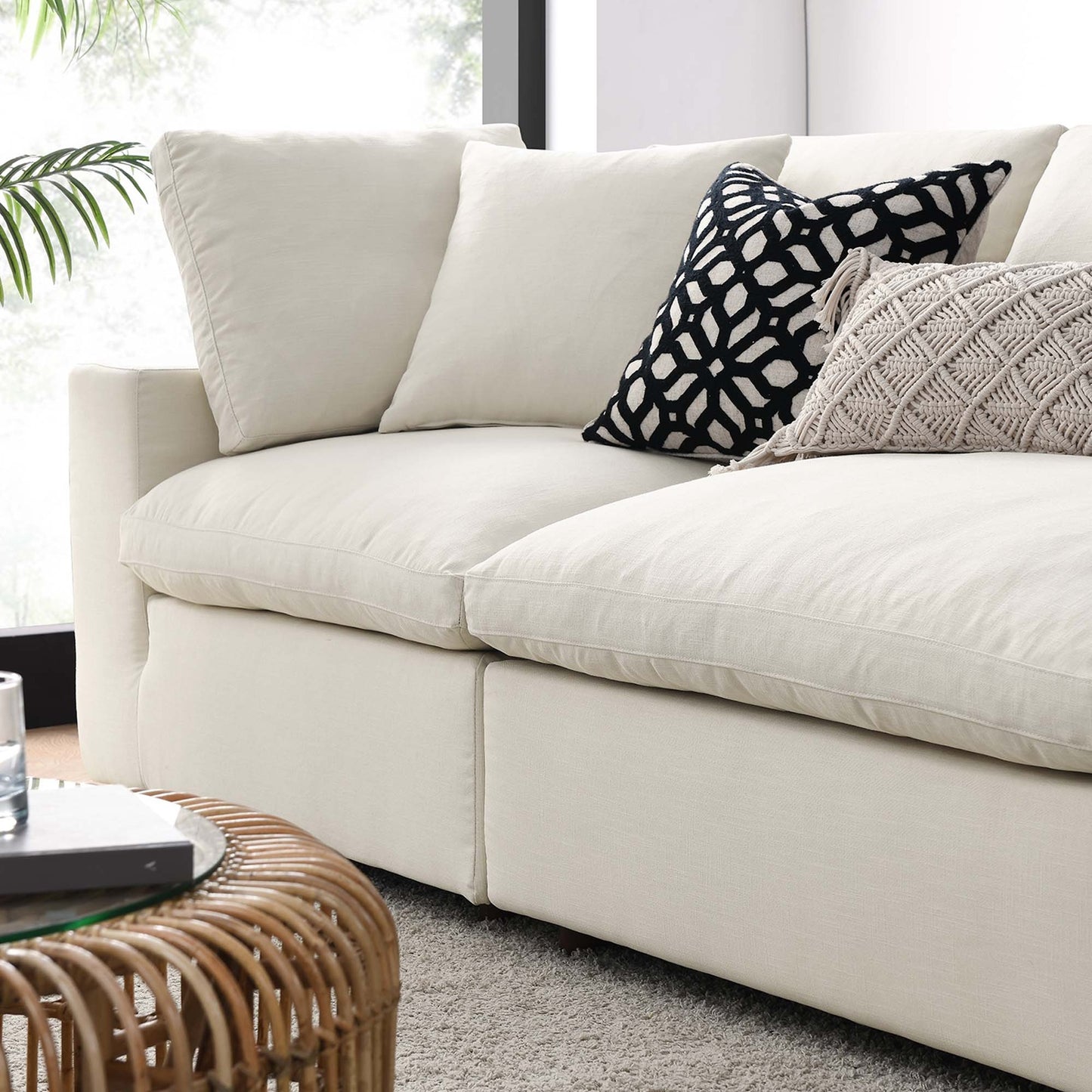 Haven Deep Seat Sectional Sofa, 4 Seater, Beige