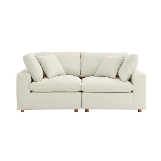 Haven Deep Seat Sectional Sofa, 2 Seater, Beige
