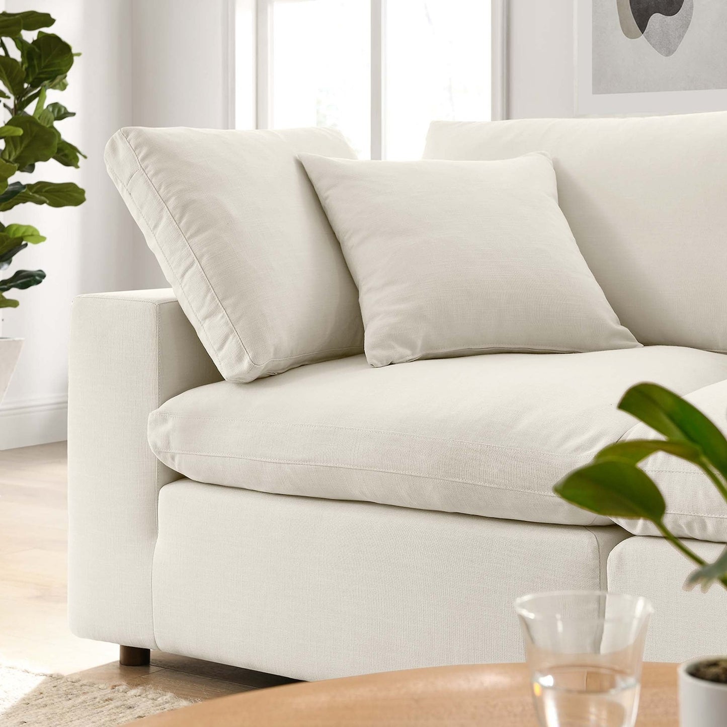 Haven Deep Seat Sectional Sofa, 2 Seater, Beige