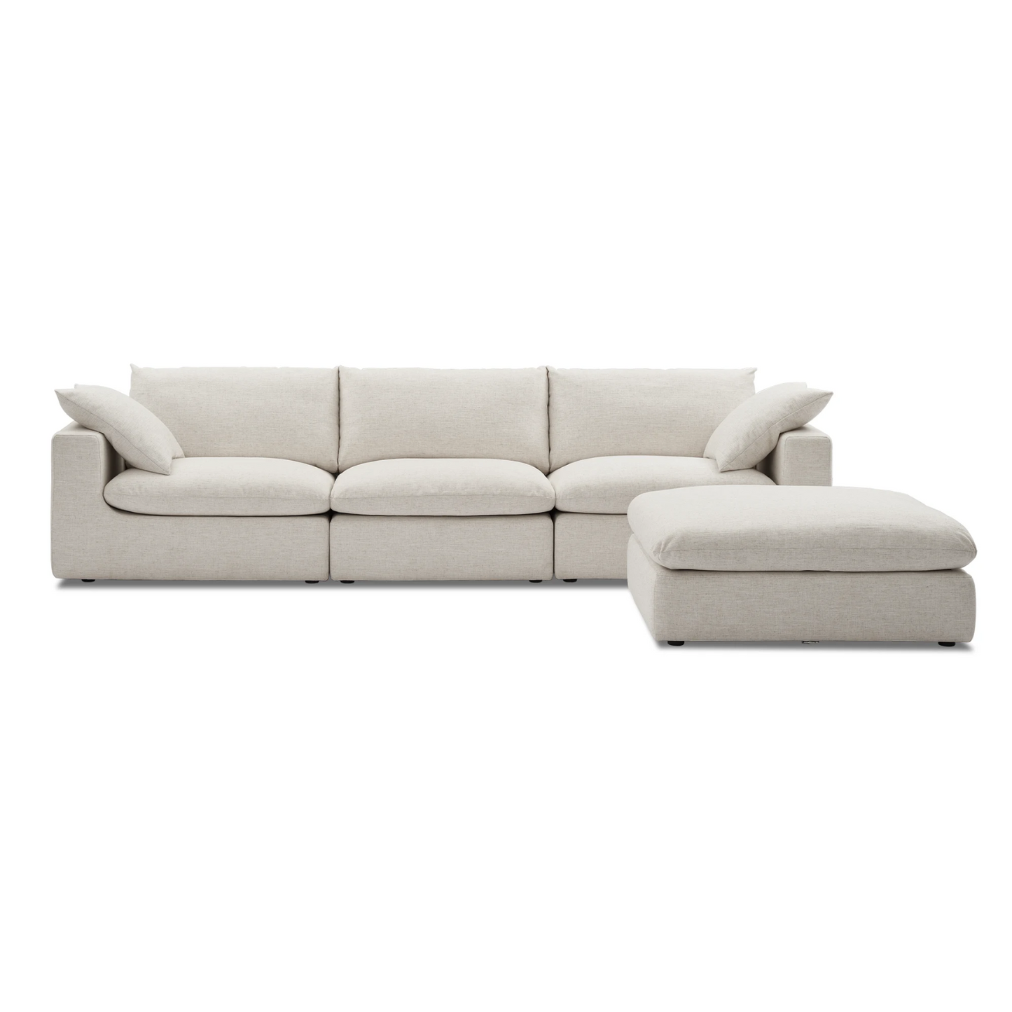 Duke Deep Seat Sofa With Ottoman, 3 Seater, Beige