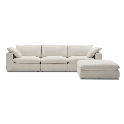 Duke Deep Seat Sofa With Ottoman, 3 Seater, Beige