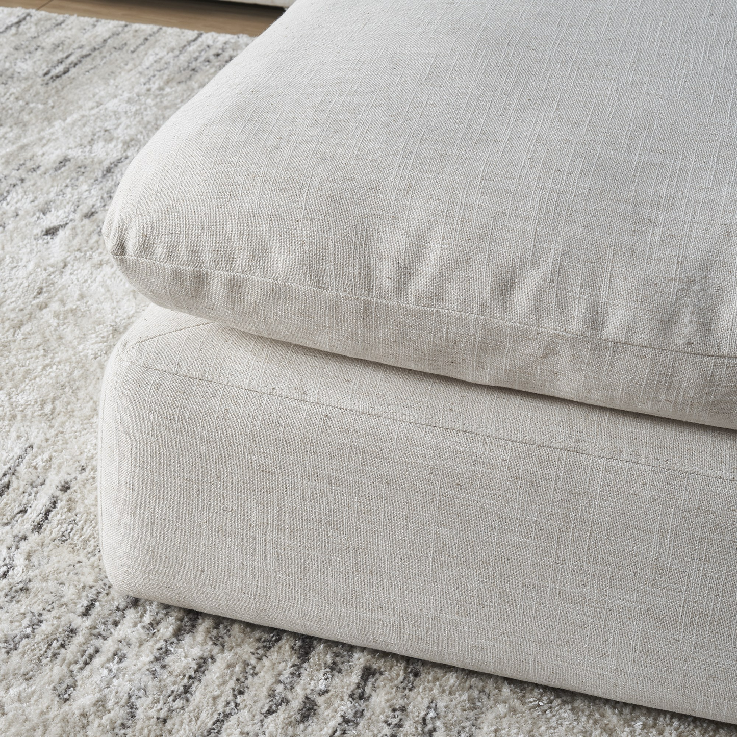 Duke Deep Seat Sofa With Ottoman, 3 Seater, Beige